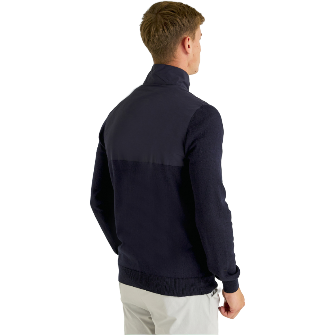 Lyle & Scott Overlay 1/4 Zip Knit - Dark Navy
