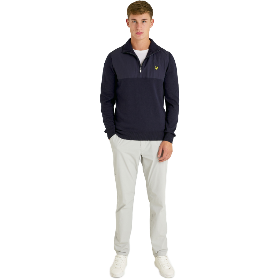 Lyle & Scott Overlay 1/4 Zip Knit - Dark Navy