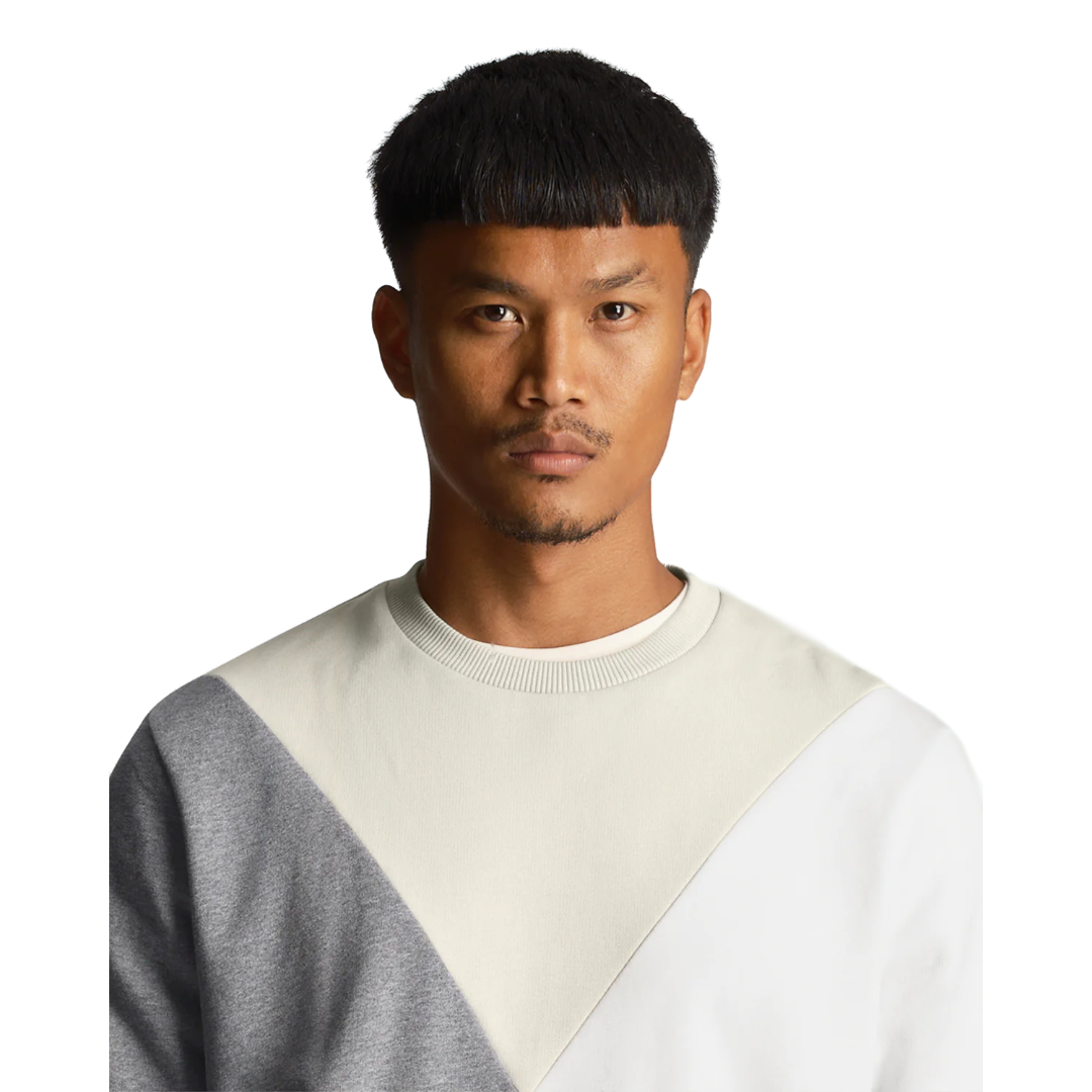 Lyle & Scott Argyle Panelled Crew Neck Sweatshirt - Cove