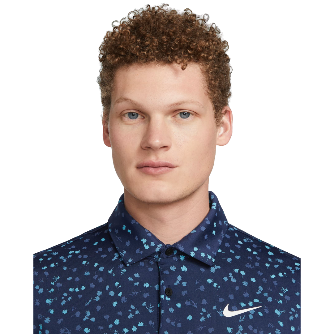 Nike Dri-FIT Tour Floral Golf Polo - Midnight Navy/White
