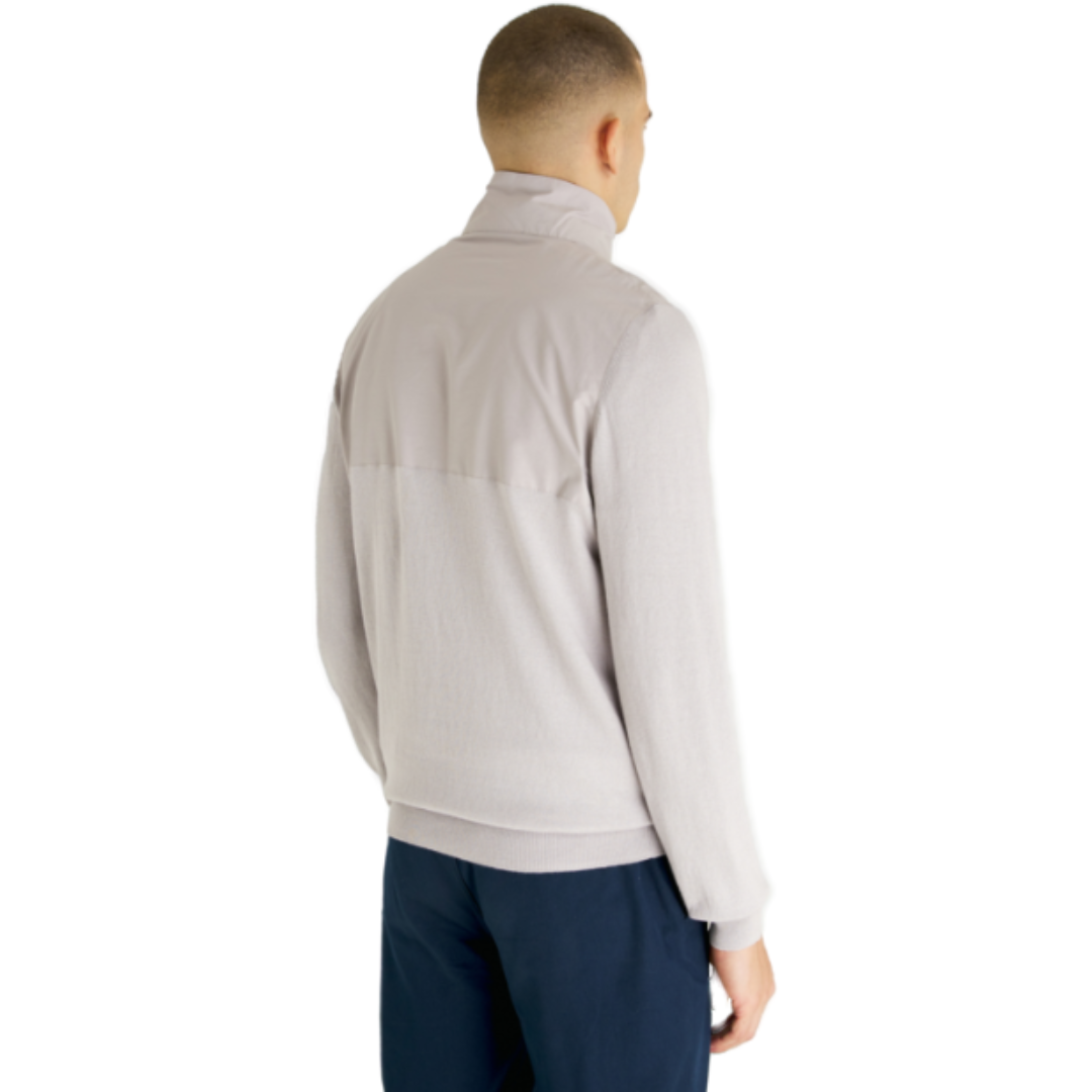 Lyle & Scott Overlay 1/4 Zip Knit - Pebble