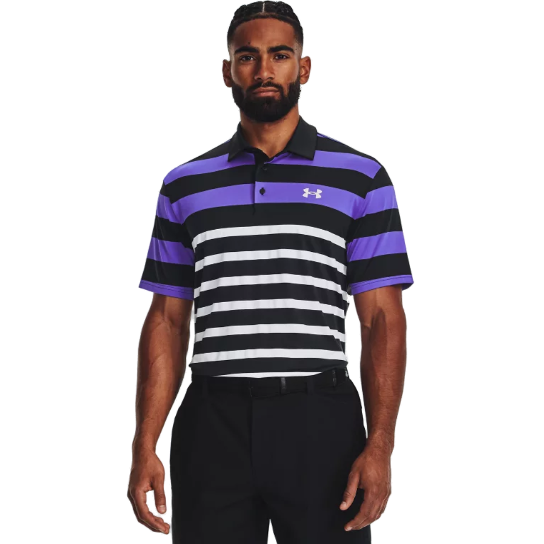 Playoff 3.0 Stripe Polo Black Electric Purple
