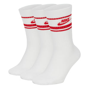 Essential Stripe Crew Socks - White/Red
