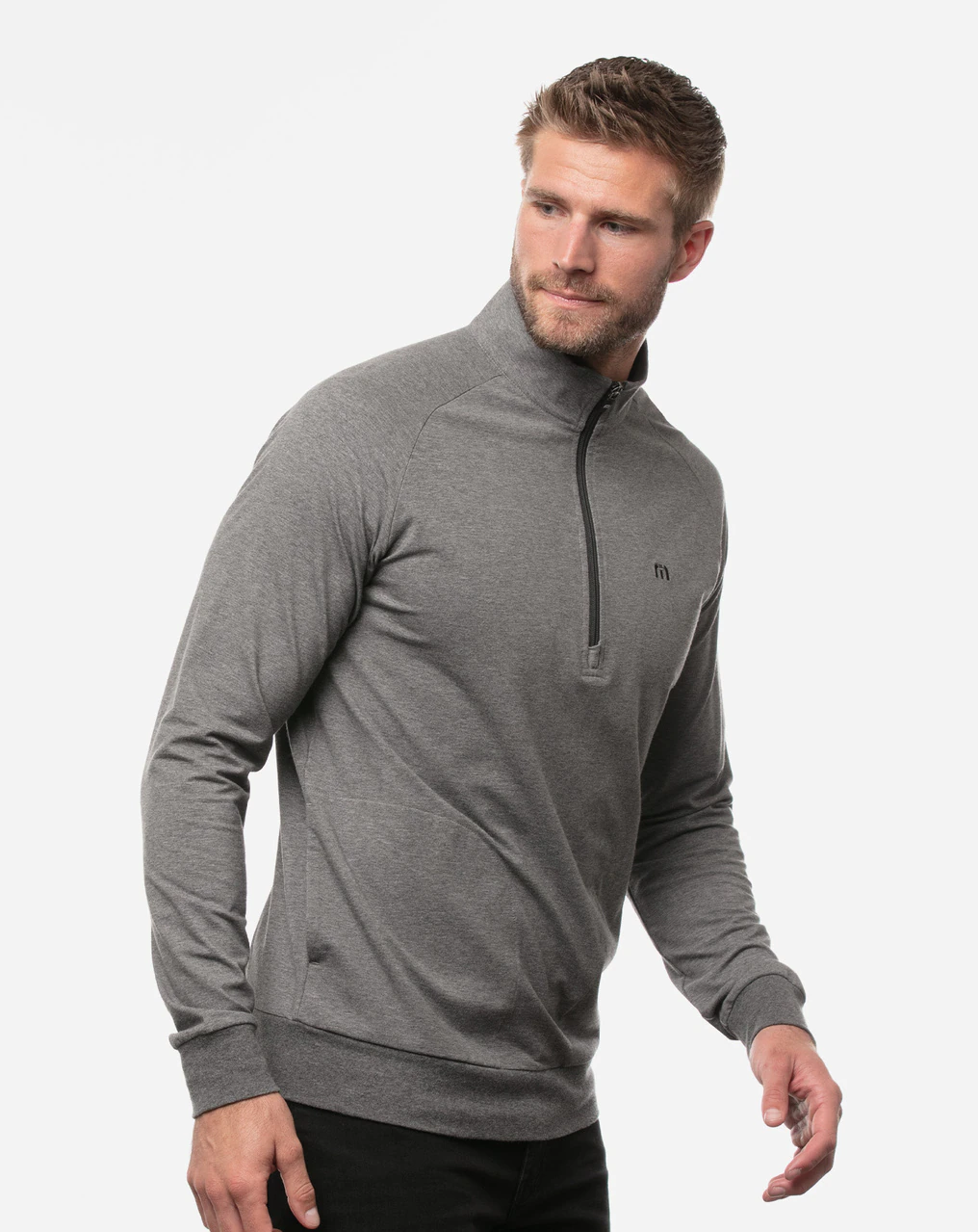 TravisMathew Zachary 1/2 Zip (Heather Dark Shadow) - Desirable Golf