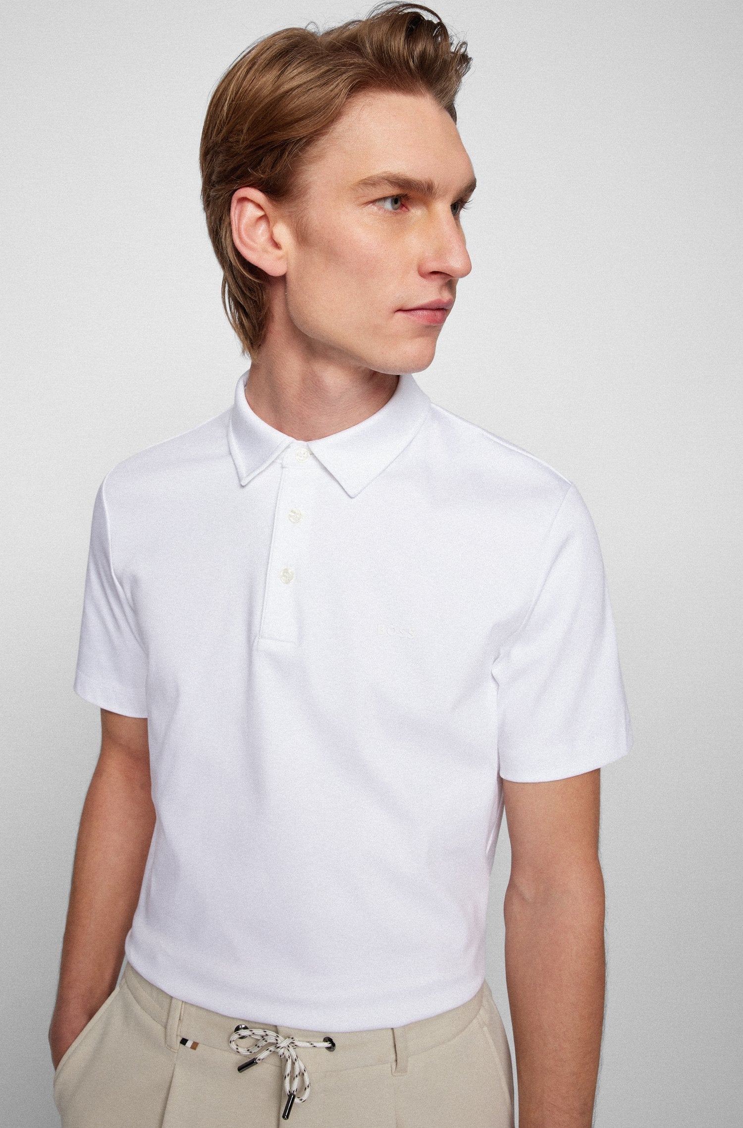 BOSS Paleo Golf Polo Shirt White