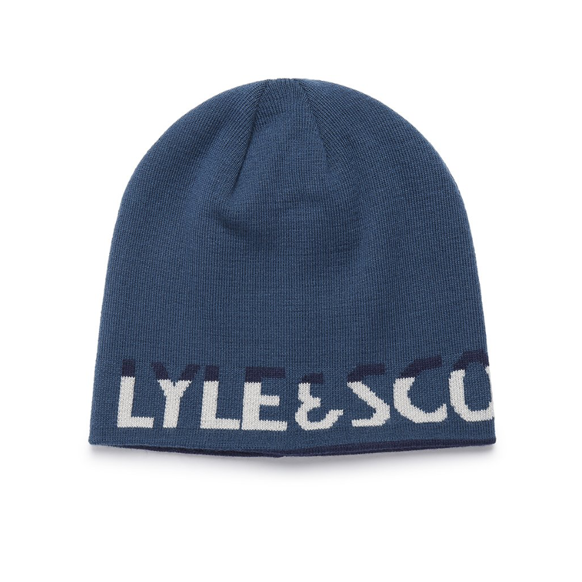 Lyle & Scott Reversible Beanie (Aegean Blue) - Desirable Golf