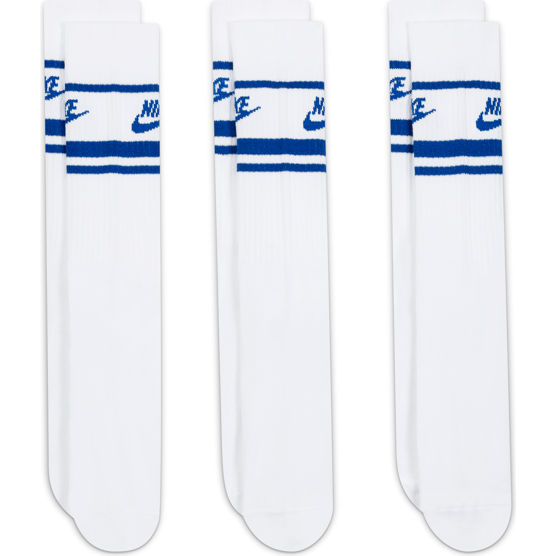 Nike Sportswear Essential Stripe Crew Socks - White/Royal