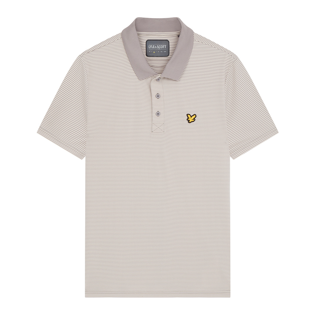 Lyle & Scott Golf Microstripe Polo - Warm Dust/Blush Grey