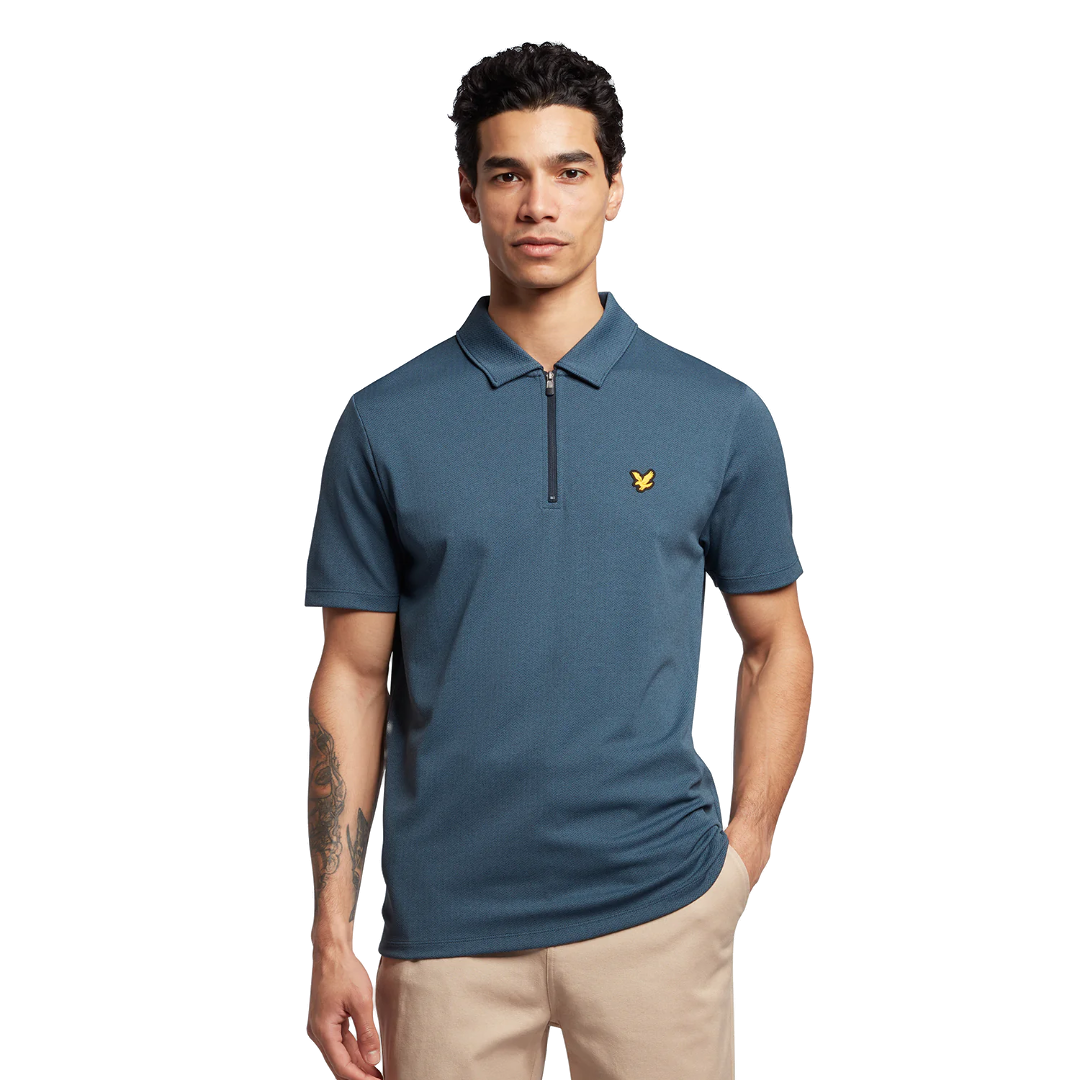 Lyle & Scott Chevron Zip Polo - Dark Navy