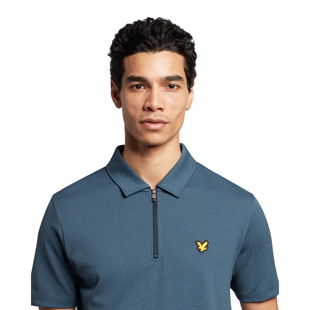 Lyle & Scott Chevron Zip Polo - Dark Navy