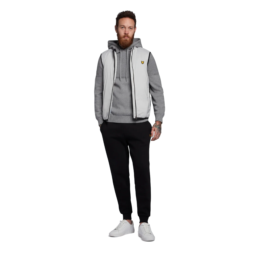 Lyle & Scott Seed Stitch Knitted Hoodie - Mid Grey Marl