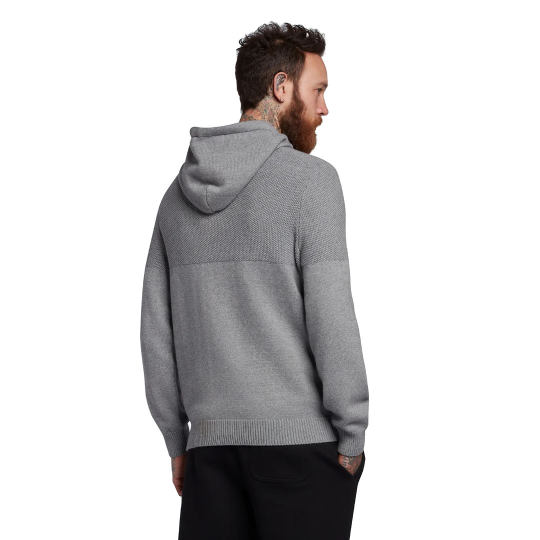 Lyle & Scott Seed Stitch Knitted Hoodie - Mid Grey Marl