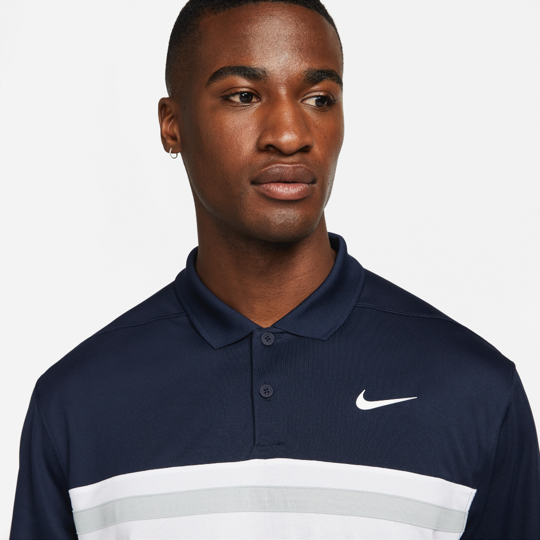 Nike Colourblock Polo Shirt - White/Navy