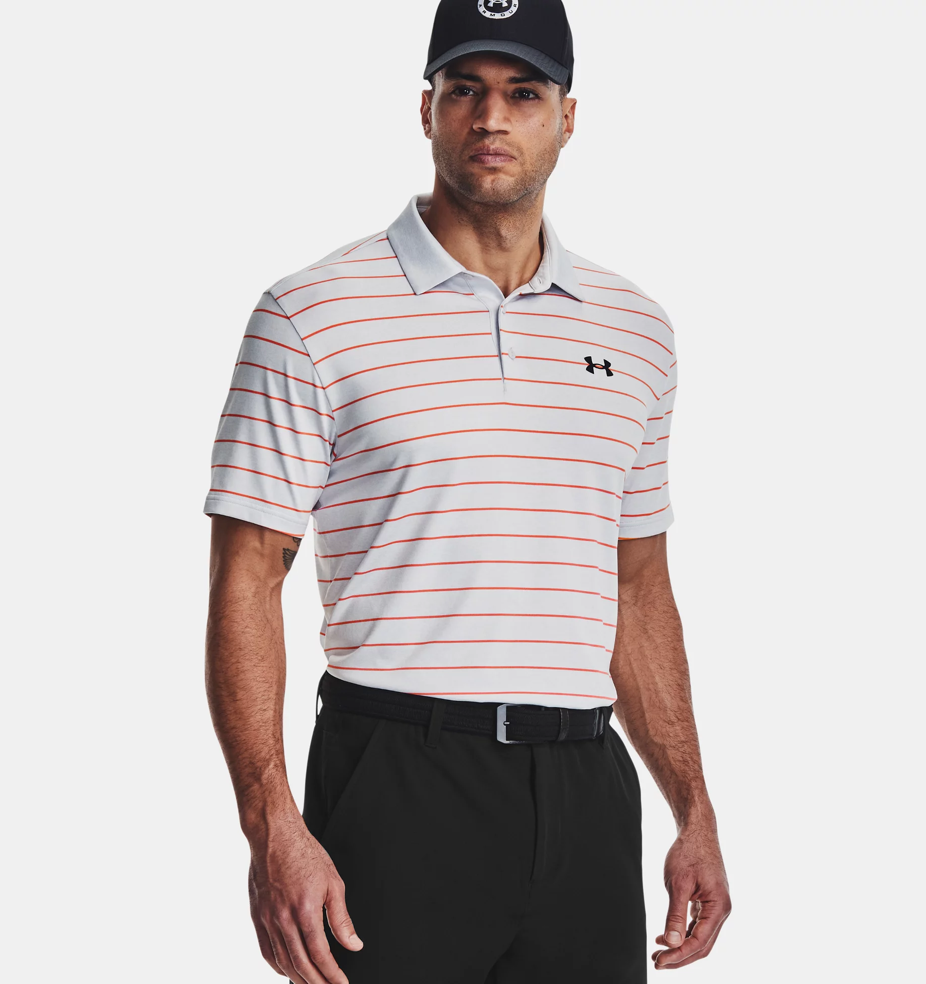 Under Armour Playoff 3.0 Stripe Polo - Halo Gray / Orange Blast