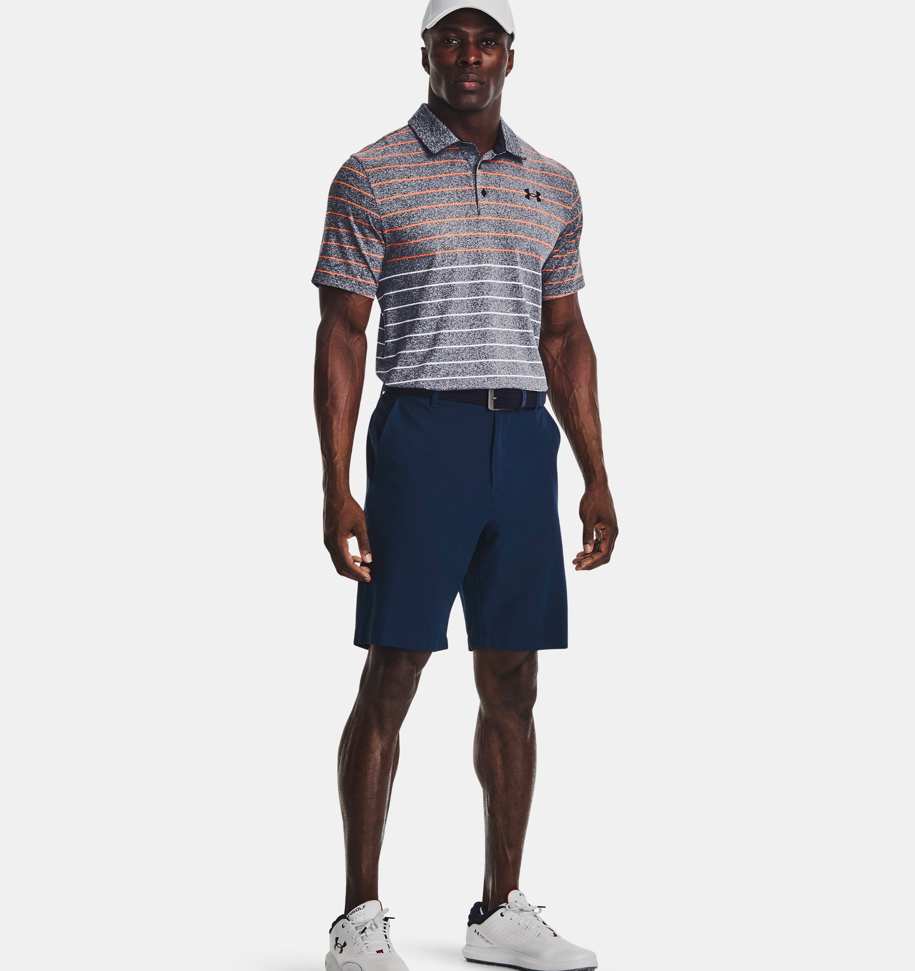 Under Armour Playoff 3.0 Stripe Polo - Midnight Navy / Orange Blast