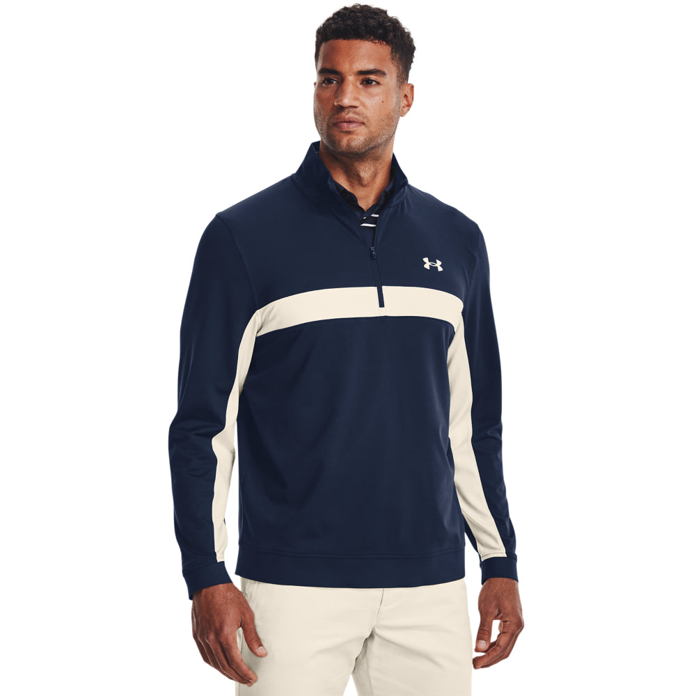 Under Armour Midlayer Half Zip Golf Top - Academy/White