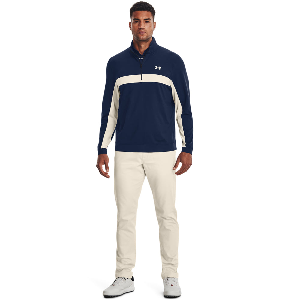 Under Armour Midlayer Half Zip Golf Top - Academy/White