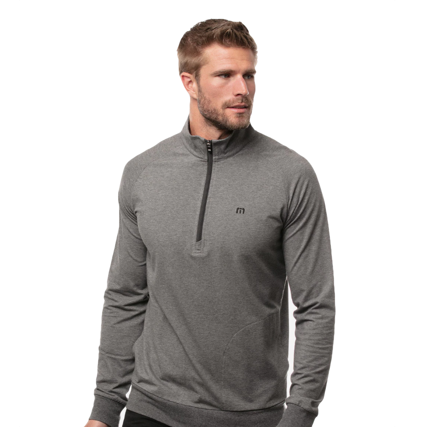 TravisMathew Zachary 1/2 Zip (Heather Dark Shadow) - Desirable Golf