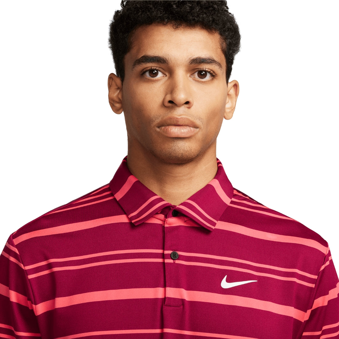 Nike Dri-Fit Victory Tour Stripe Polo - Burgundy Crush