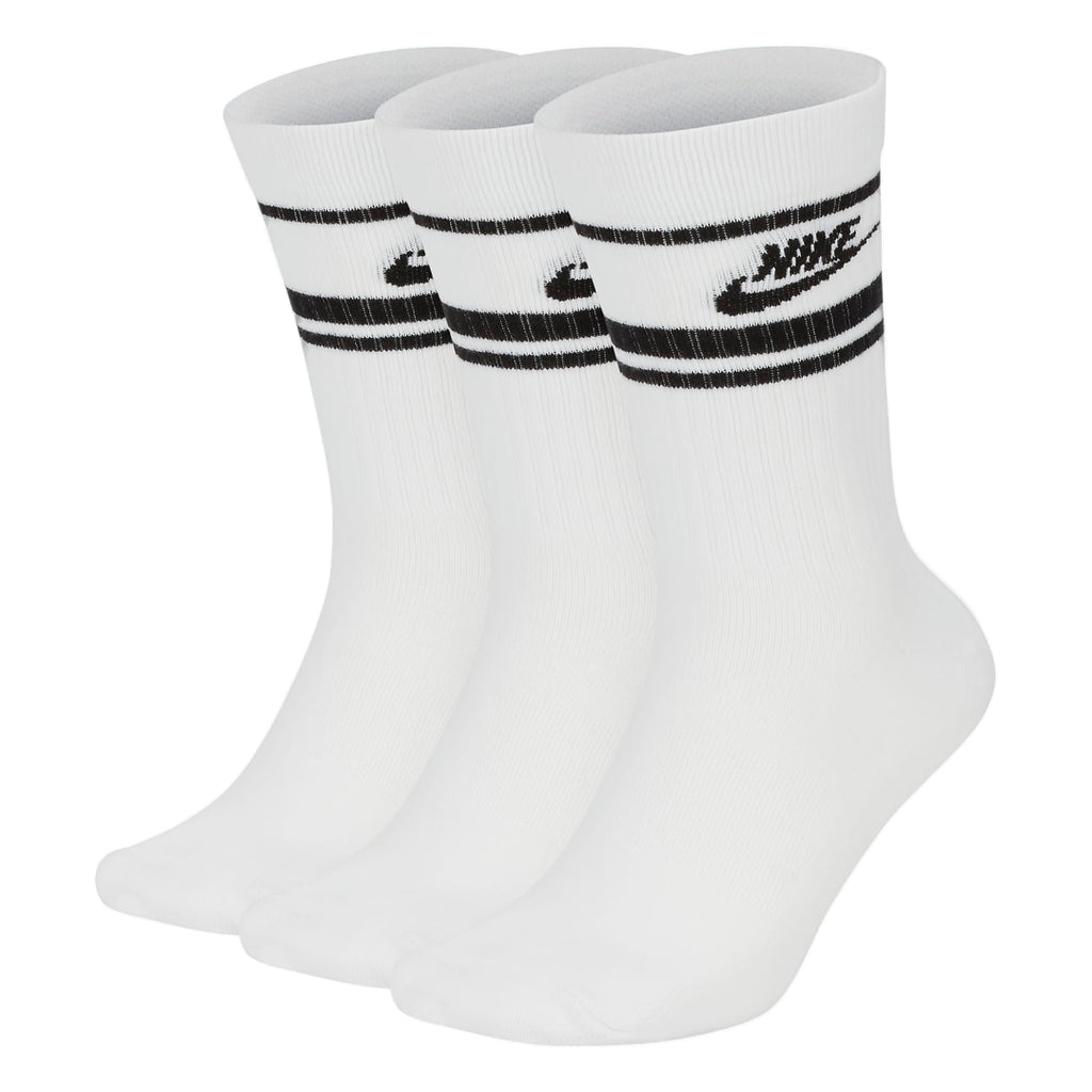 Nike Sportswear Essential Stripe Crew Socks - White/Black 26