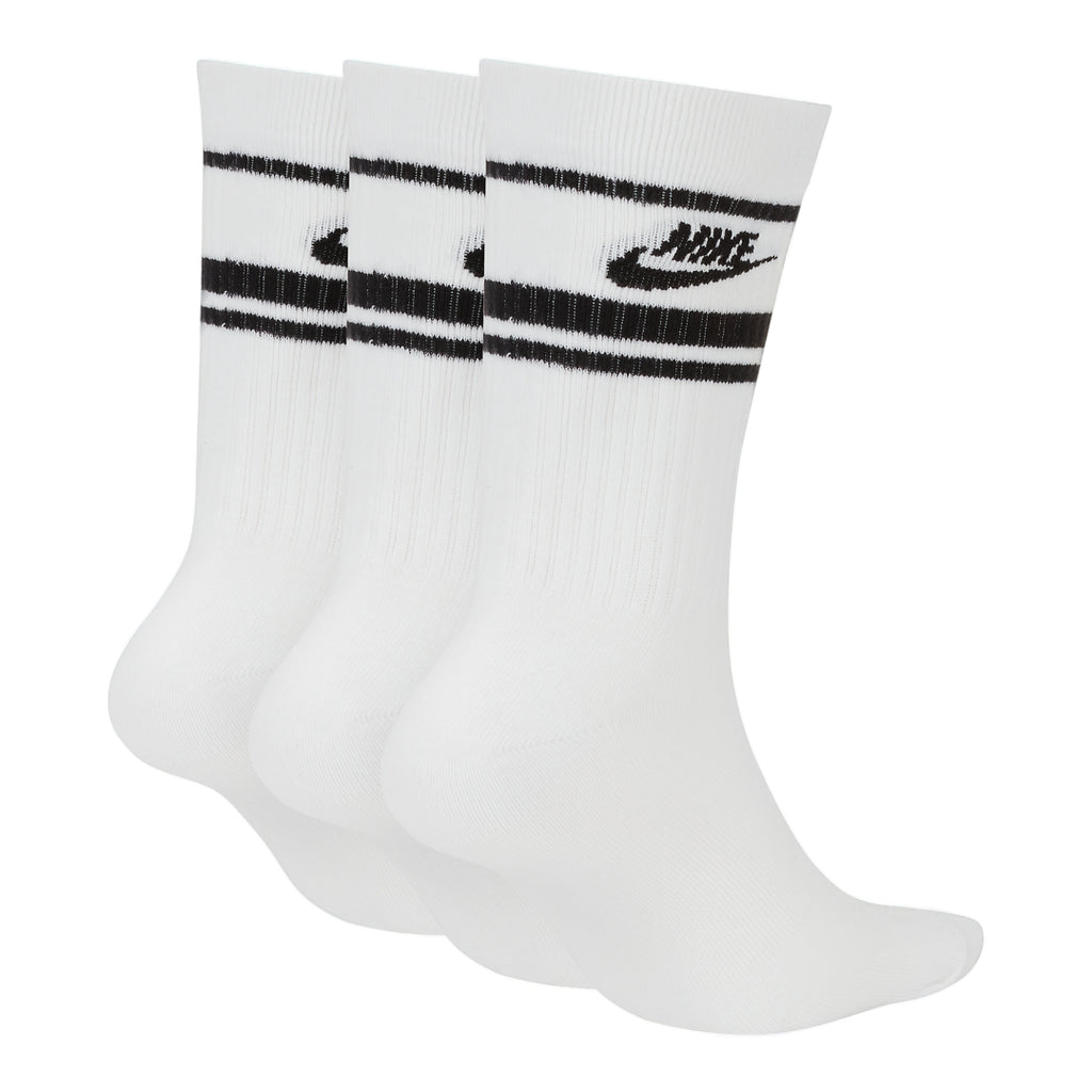 Nike Sportswear Essential Stripe Crew Socks - White/Black 26
