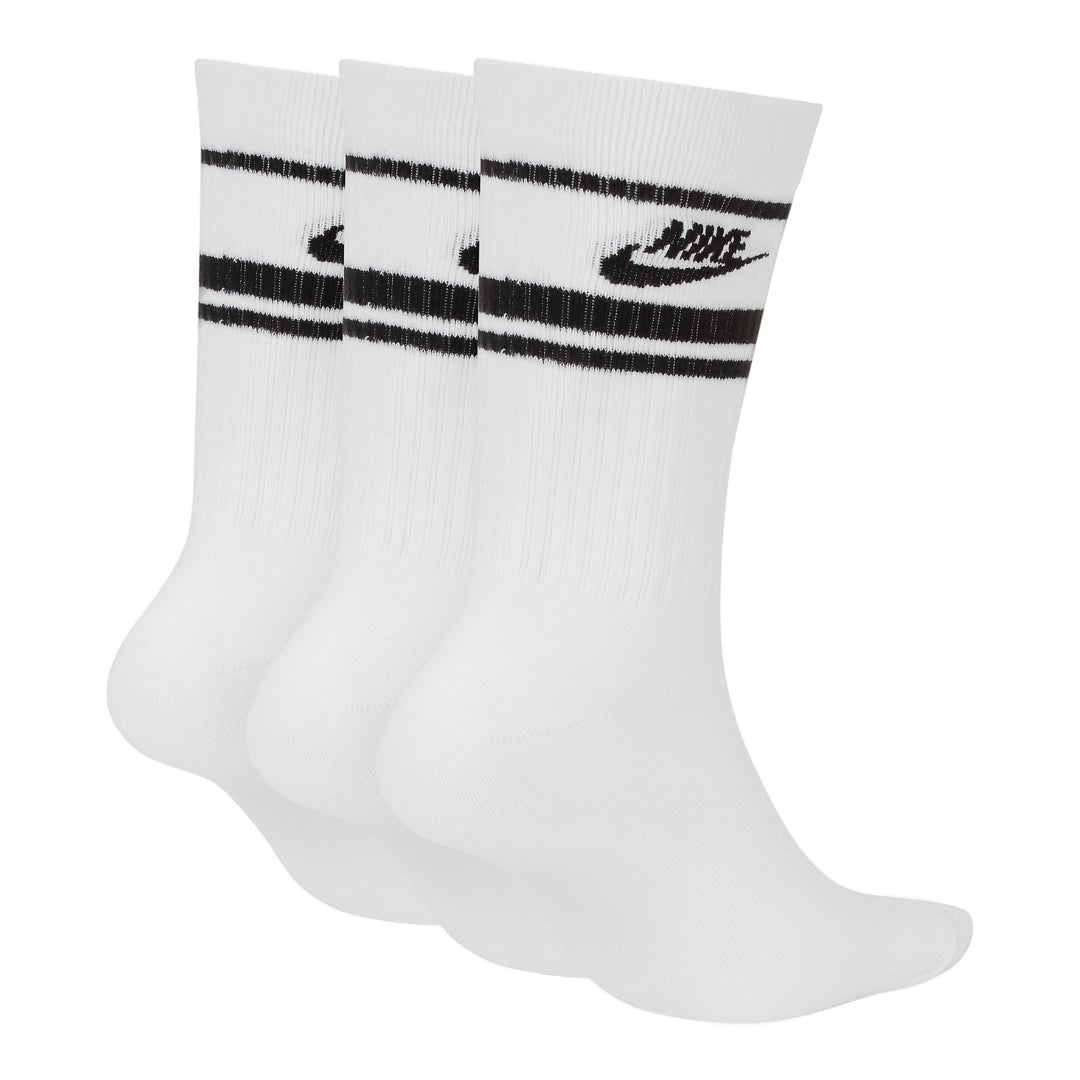 Nike Sportswear Essential Stripe Crew Socks - White/Black 26