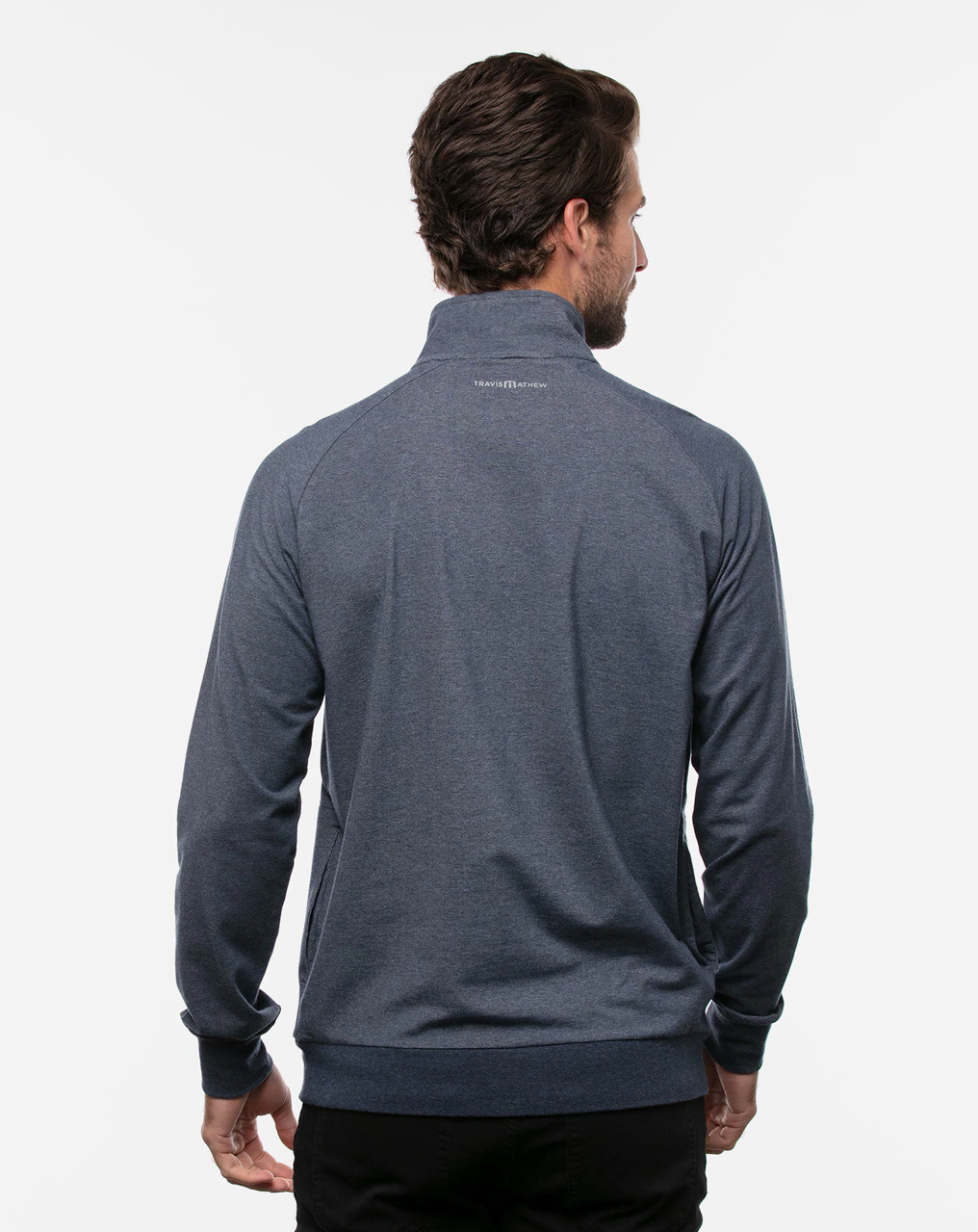 TravisMathew Zachary 1/2 Zip (Heather Blue Nights) - Desirable Golf