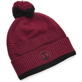 Under Armour Halftime Fleece Beanie Red - Desirable Golf