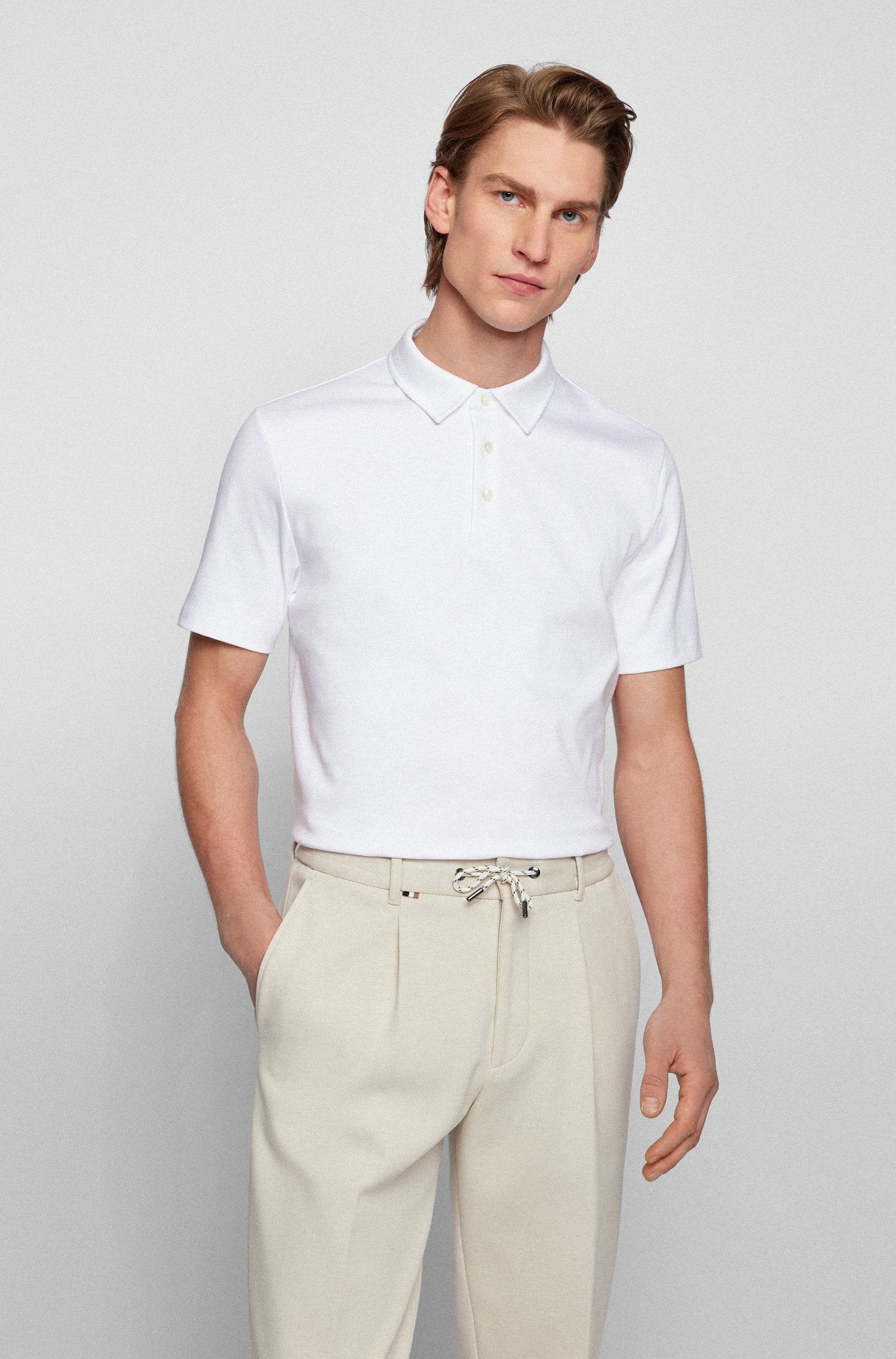 BOSS Paleo Golf Polo Shirt White