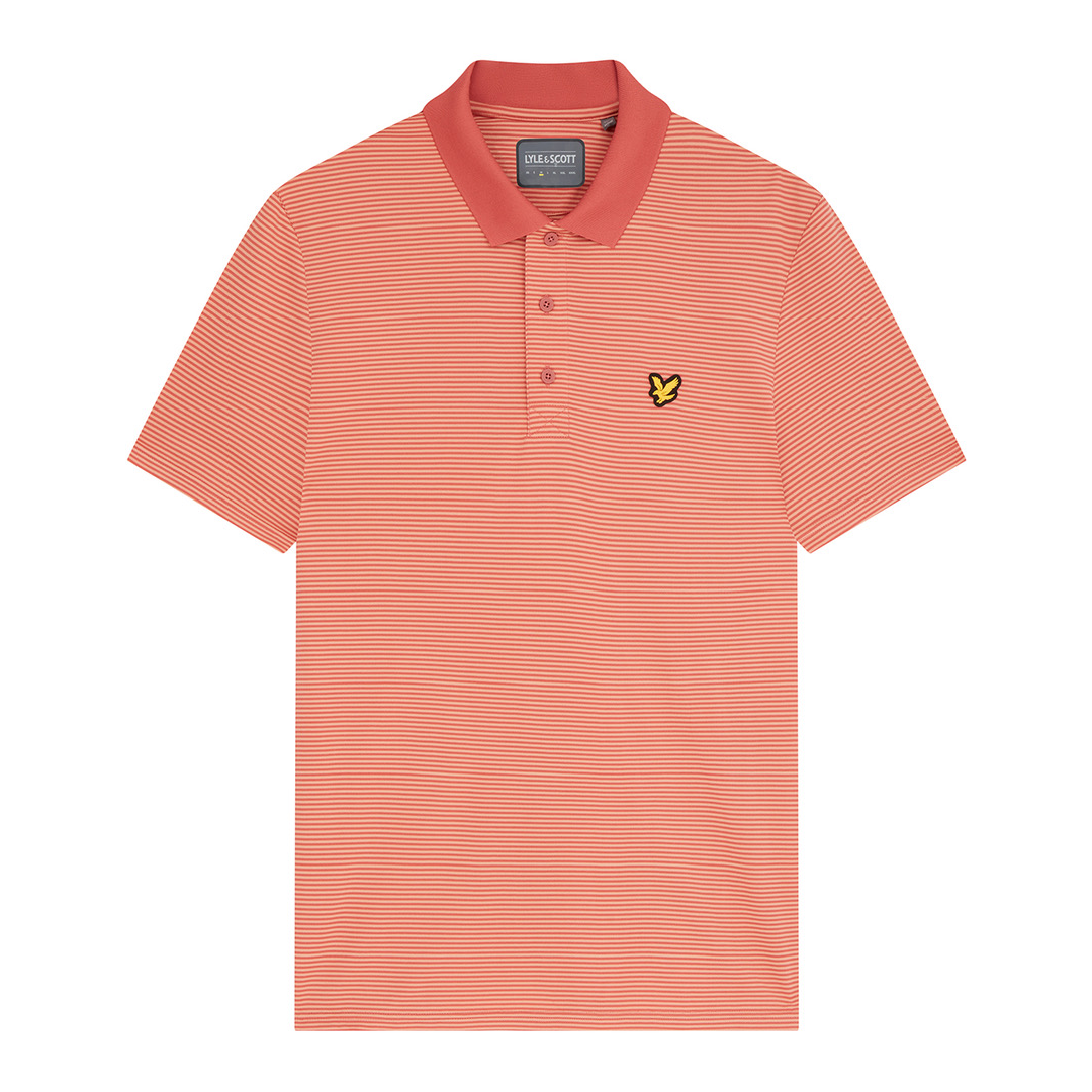 Lyle & Scott Golf Microstripe Polo - Shrimp/Warm Rose