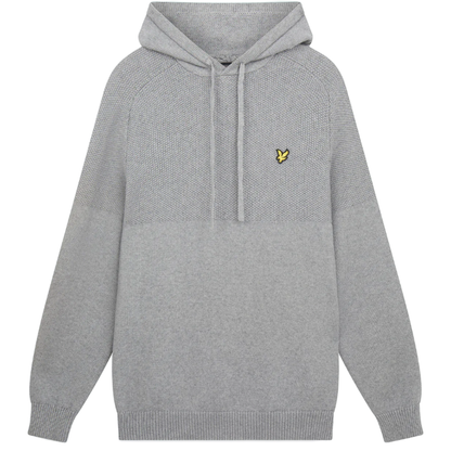 Seed Stitch Knitted Hoodie - Mid Grey Marl