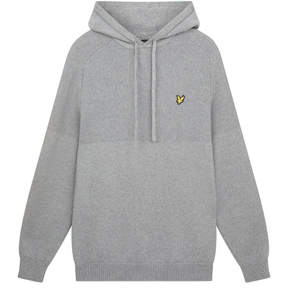 Lyle & Scott Seed Stitch Knitted Hoodie - Mid Grey Marl