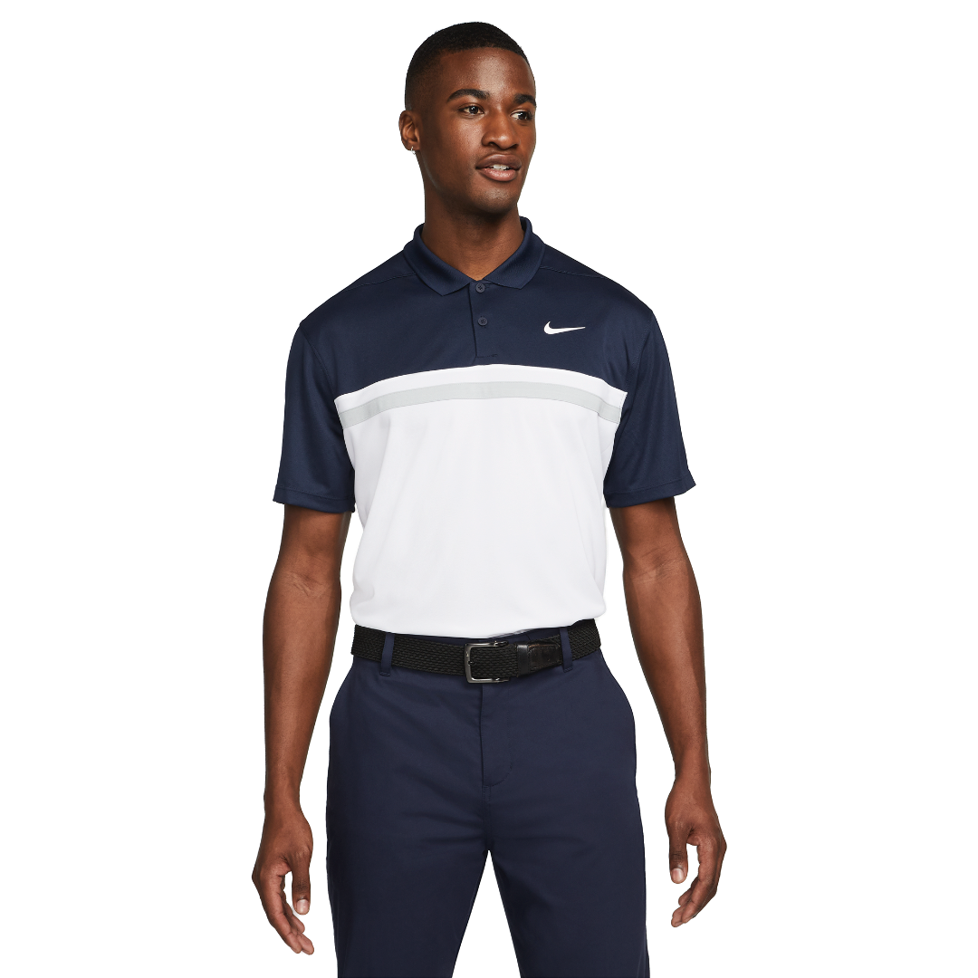 Nike Colourblock Polo Shirt - White/Navy