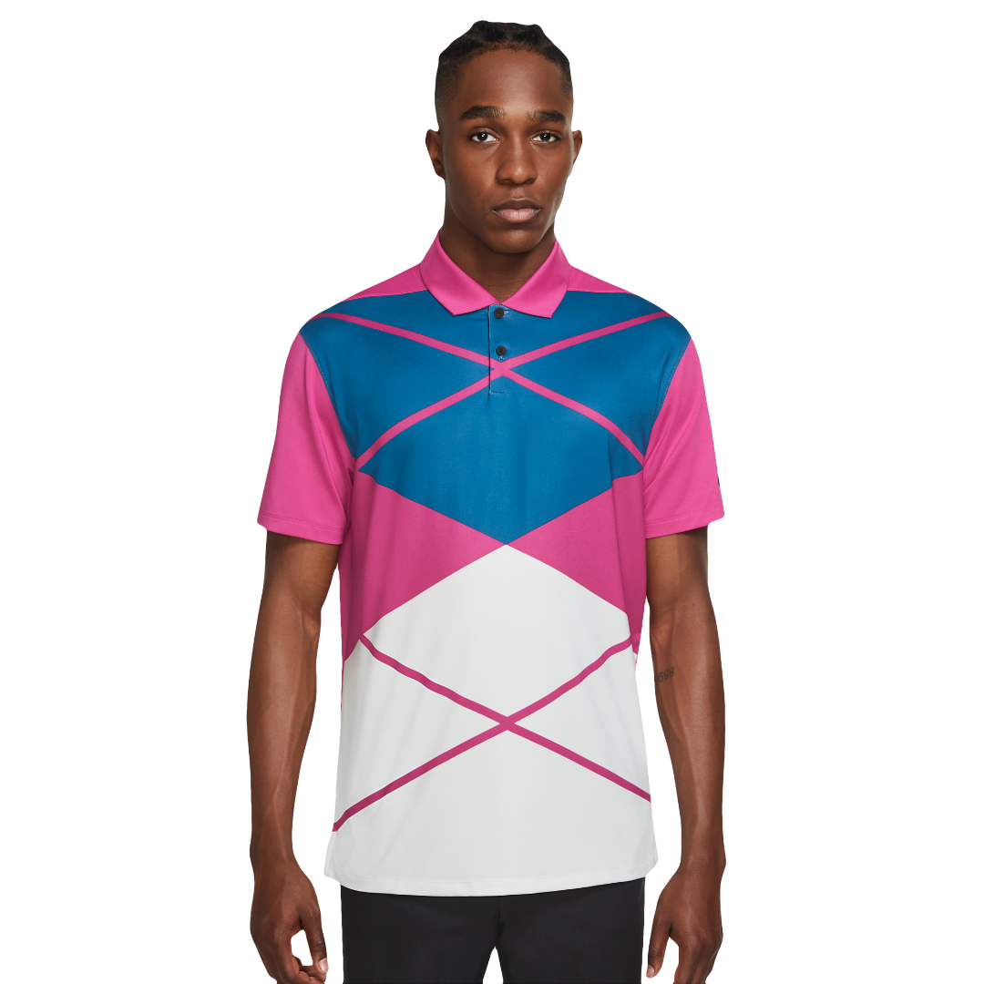 Nike dri-fit vapor argyle print polo active pink