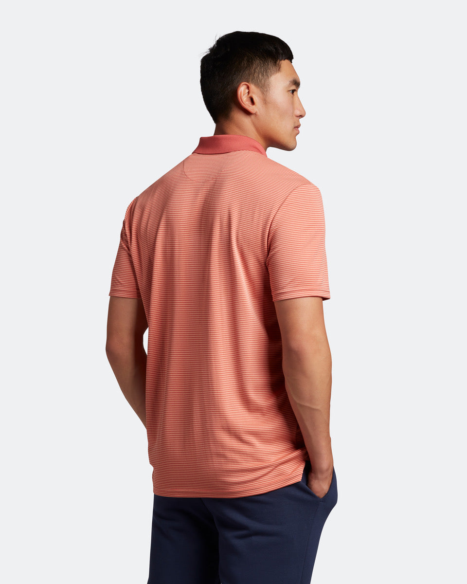 Lyle & Scott Golf Microstripe Polo - Shrimp/Warm Rose