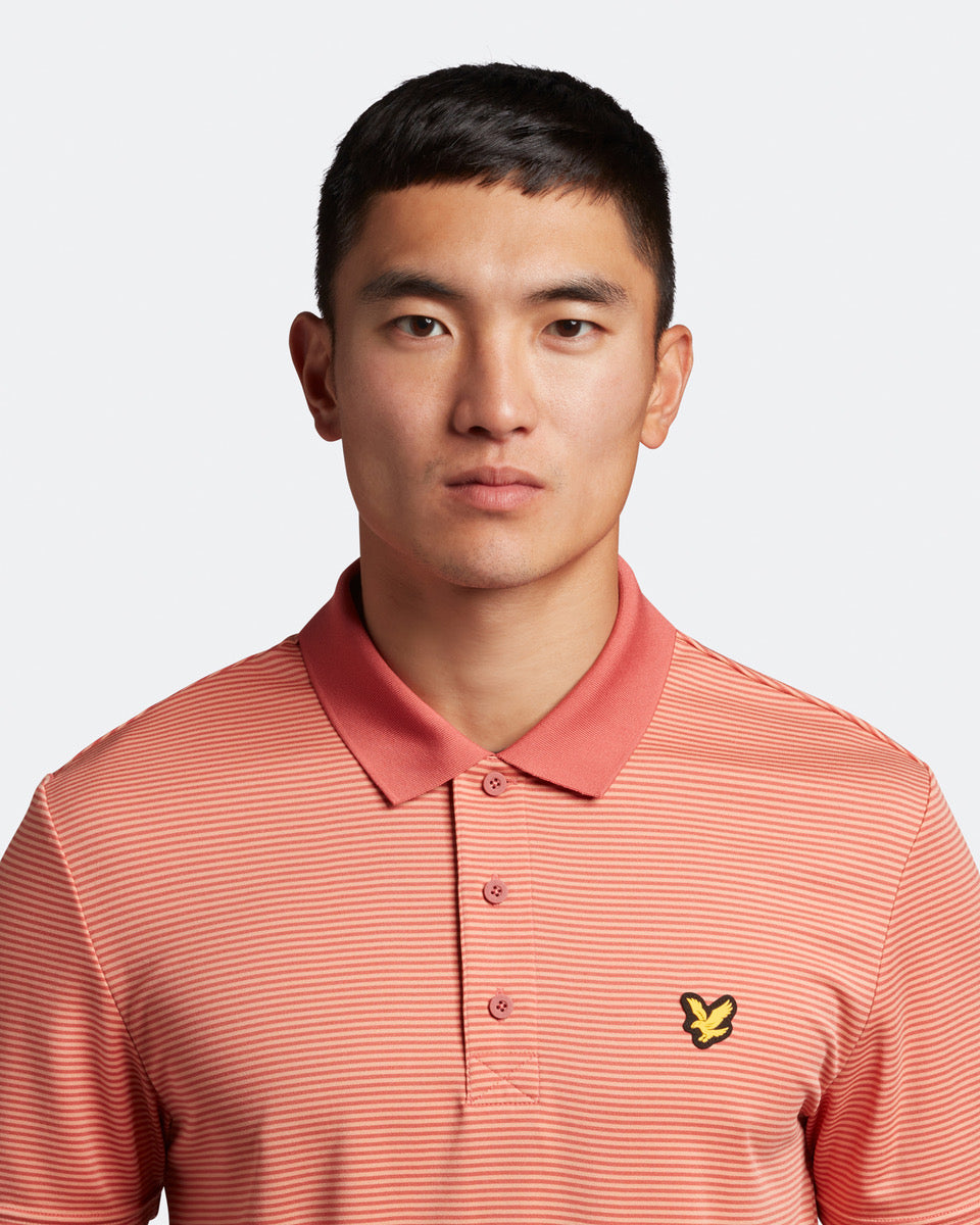Lyle & Scott Golf Microstripe Polo - Shrimp/Warm Rose